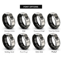 font options for inside engraving on black & grey turing stripes rings
