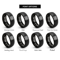 font options for inside engraving on black turing stripes rings