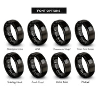 font options for inside engraving on black turing stripes rings