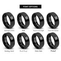 font options for inside engraving on black turing stripes rings