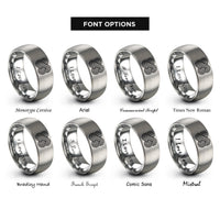 font options for inside engraving on gray turing stripes rings