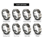 font options for inside engraving on silver turing stripes rings