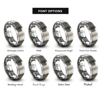 font options for inside engraving on silver turing stripes rings