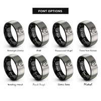 font options for inside engraving on black & silver turkey rings