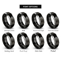 font options for inside engraving on black & grey turkey rings