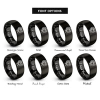 font options for inside engraving on black turkey tom strutting rings