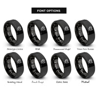 font options for inside engraving on black turkey tom strutting rings