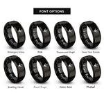 font options for inside engraving on black turkey track rings