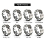font options for inside engraving on silver turkey track rings