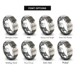 font options for inside engraving on grey turkey track rings