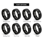font options for inside engraving on black turkey tracks rings