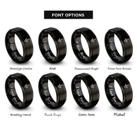 font options for inside engraving on black turkey tracks rings