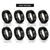 font options for inside engraving on black turkey tracks rings
