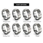 font options for inside engraving on gray turkey tracks rings