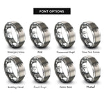 font options for inside engraving on grey turkey tracks rings