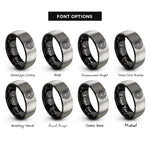 font options for inside engraving on black & gray turks knot rings