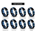 font options for inside engraving on blue & grey turks knot rings