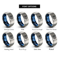 font options for inside engraving on blue & gray turks knot rings