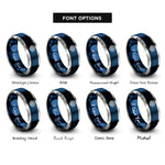 font options for inside engraving on blue & silver turks knot rings