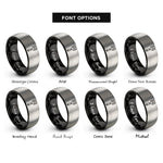 font options for inside engraving on black & silver turner spatula rings
