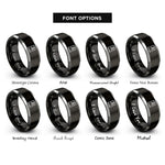 font options for inside engraving on black & gray turnstile rings