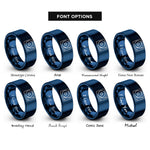 font options for inside engraving on blue turntable rings