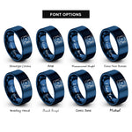 font options for inside engraving on blue turntable rings