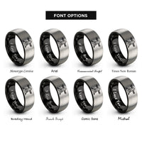 font options for inside engraving on black & silver turret barrels rings