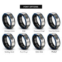 font options for inside engraving on black & blue & gray turtle hatchling rings