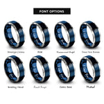 font options for inside engraving on blue & gray turtle wave rings