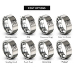 font options for inside engraving on grey turtle wave rings