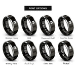 font options for inside engraving on black & grey tuxedo cat icon rings