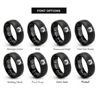 font options for inside engraving on black tuxedo cat icon rings