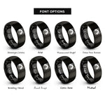 font options for inside engraving on black tuxedo cat icon rings