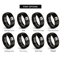 font options for inside engraving on black tuxedo cat icon rings