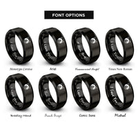 font options for inside engraving on black tuxedo cat icon rings