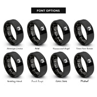 font options for inside engraving on black tuxedo cat icon rings