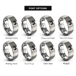 font options for inside engraving on gray tuxedo cat icon rings