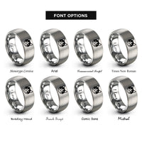 font options for inside engraving on gray tuxedo cat icon rings