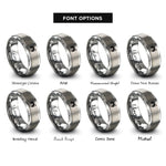 font options for inside engraving on silver tuxedo cat icon rings