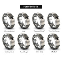 font options for inside engraving on silver tuxedo cat icon rings
