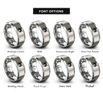 font options for inside engraving on silver tuxedo cat icon rings