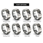 font options for inside engraving on grey tuxedo cat icon rings