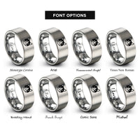 font options for inside engraving on grey tuxedo cat icon rings