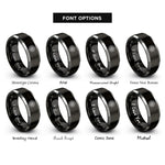 font options for inside engraving on black & silver twelve petal lotus rings