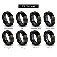 font options for inside engraving on black twelve petal lotus rings