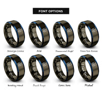 font options for inside engraving on gunmetal & blue twin cylinders manifold rings