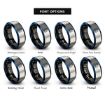 font options for inside engraving on black & blue & gray twin fin rings