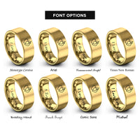 font options for inside engraving on gold twin flames heart rings