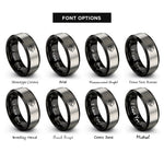 font options for inside engraving on black & gray twin peaks rings